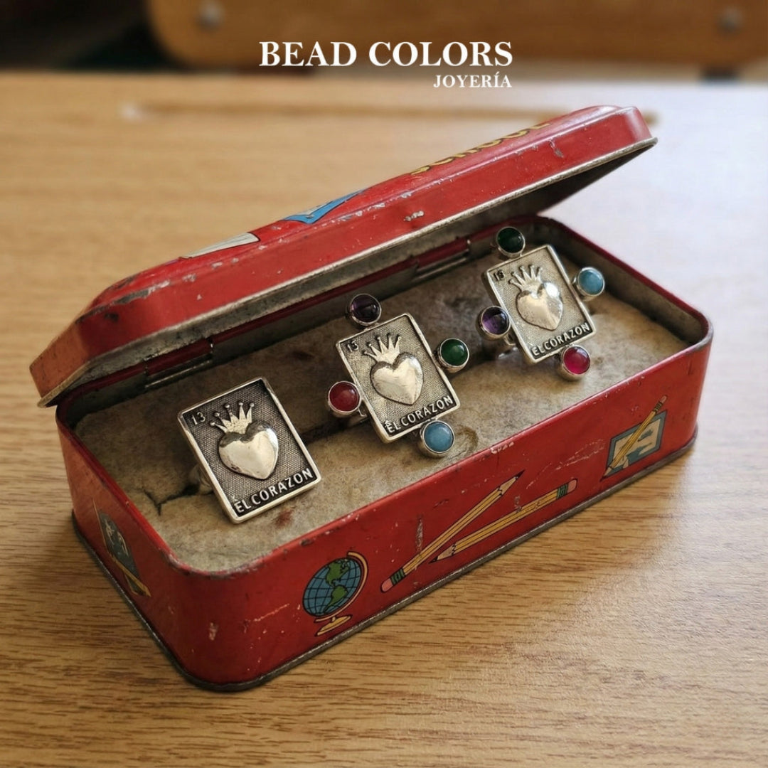 ANILLO LOTERIA EL CORAZON PIEDRA CM PLATA .925