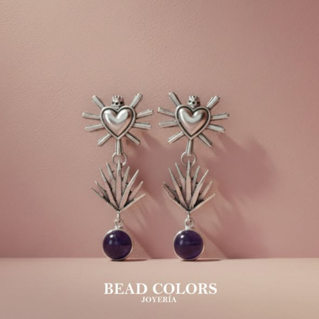 ARETE SAGRADO CORAZON/AGAVE/PIEDRA CM PLATA .925